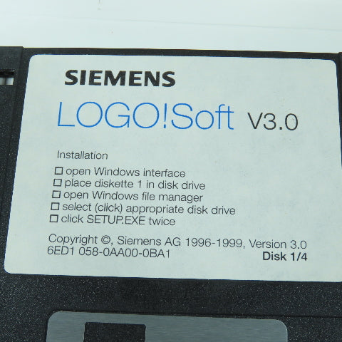 Siemens 6ED1058-0AA00-0BA1 Logo Soft Programming Software V3.0 Discs 1 To 4