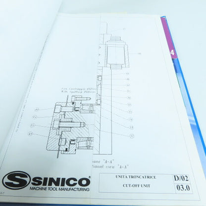 Sinico SIN-O-Matic TR81/2-350 TOP2000 CNC User Manual, Spare Parts, & Tooling