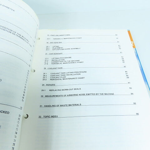 Sinico SIN-O-Matic TR81/2-350 User & Maintenance Manual, Spare Parts, & Tooling