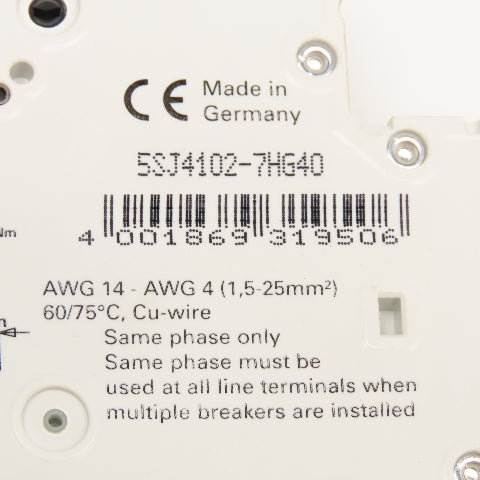 Siemens 5SJ4102-7HG40 Circuit Breakers 2A, 4A, 10A Auxiliary Contacts Lot Of 5