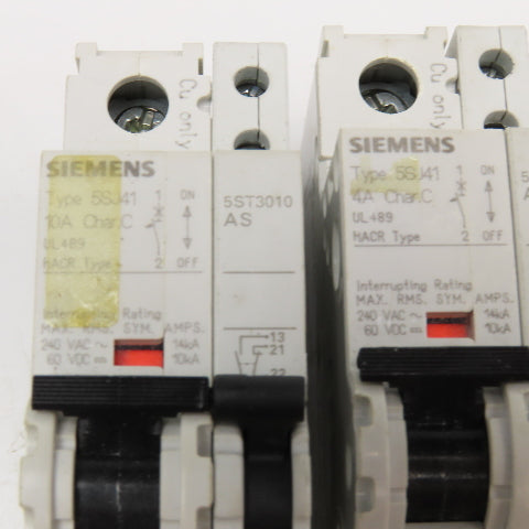 Siemens 5SJ4102-7HG40 Circuit Breakers 2A, 4A, 10A Auxiliary Contacts Lot Of 5