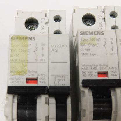 Siemens 5SJ4102-7HG40 Circuit Breakers 2A, 4A, 10A Auxiliary Contacts Lot Of 5