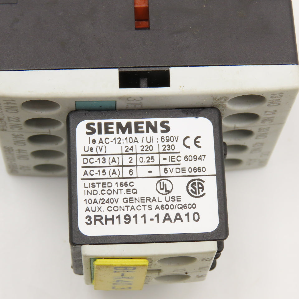 Siemens 3ZX1012-0RH11-1AA1 Contactor Relay 600V 10A Aux 3RH1911-1AA10 24VDC Coil