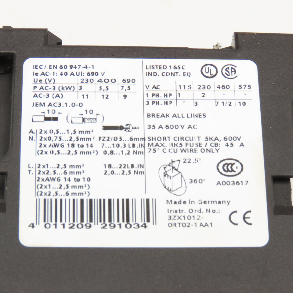 Siemens 3RT1024-1BB40 600V 35A Contactor Relay 24 VDC Coil Lot Of 2