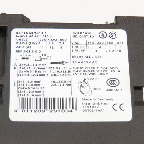 Siemens 3RT1024-1BB40 600V 35A Contactor Relay 24 VDC Coil Lot Of 2