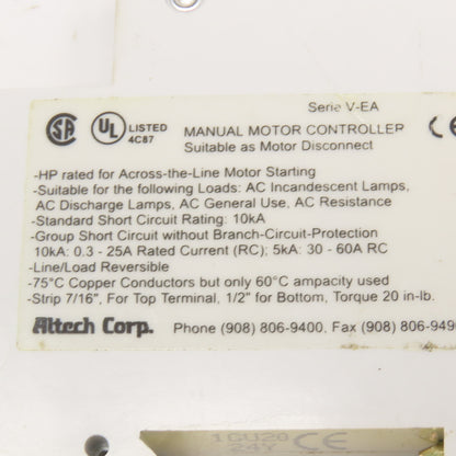 Altech ABL Sursum 1GU10 Manual Motor Controller 277VAC Misc. Lot Of 8