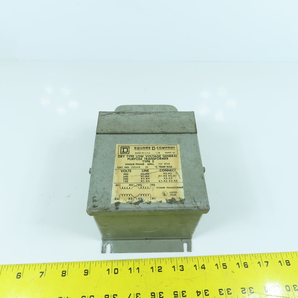 Square D 250SV1B 0.250kVA General Purpose Transformer HV 240/480 LV 120/240 1PH