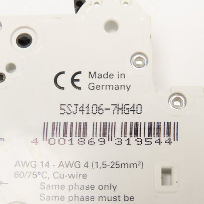 Siemens 5SJ4106-7HG40 5SJ4106-7HG40 240V 6A 10A Circuit Breaker Lot Of 4