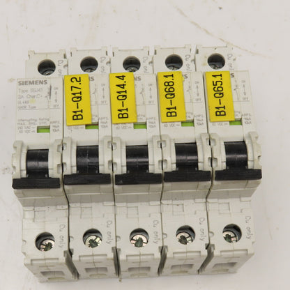 Siemens 5SJ4102-7HG40 240V 2A Single Pole Circuit Breaker Lot Of 5