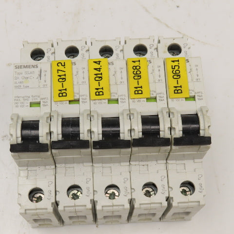 Siemens 5SJ4102-7HG40 240V 2A Single Pole Circuit Breaker Lot Of 5