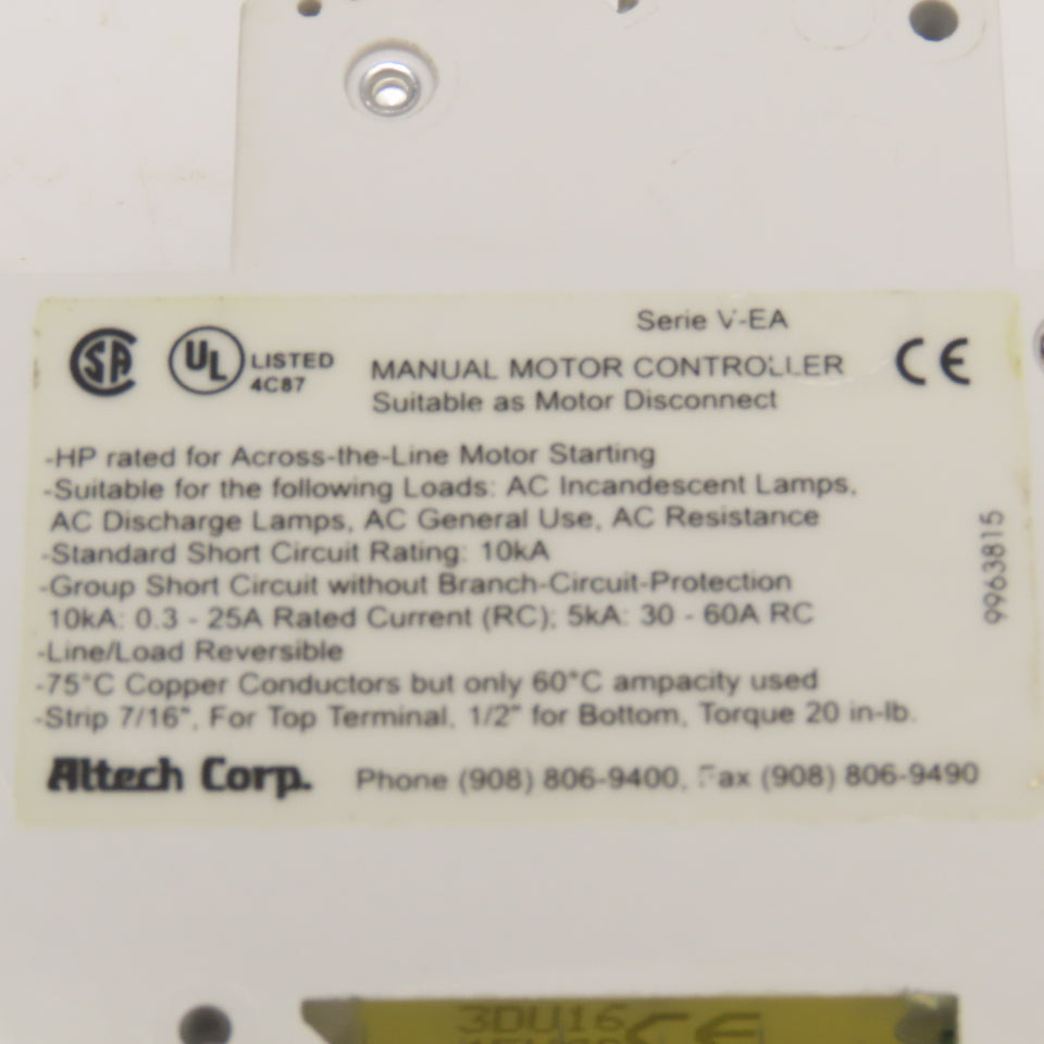 Altech ABL Sursum 3DU16 16A 480Y/277VAC 3 Pole Circuit Breaker