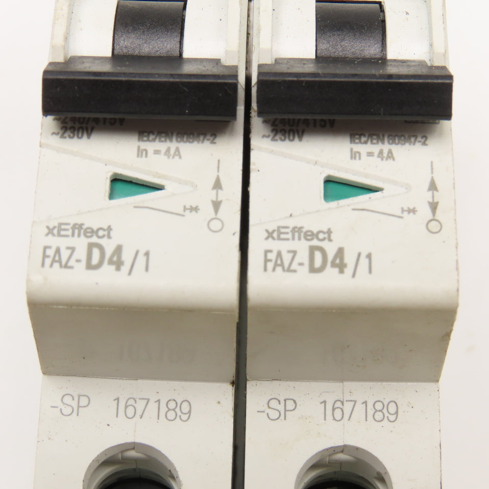 Eaton FAZ-D4/1 4A 277VAC Single Pole Circuit Breaker Lot Of 2
