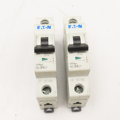 Eaton FAZ-D4/1 4A 277VAC Single Pole Circuit Breaker Lot Of 2