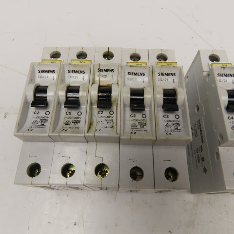 Siemens 5SX21 230/440V Single Pole Circuit Breaker C2, C6, C10 Lot Of 10