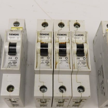 Siemens 5SX21 230/440V Single Pole Circuit Breaker C2, C6, C10 Lot Of 10