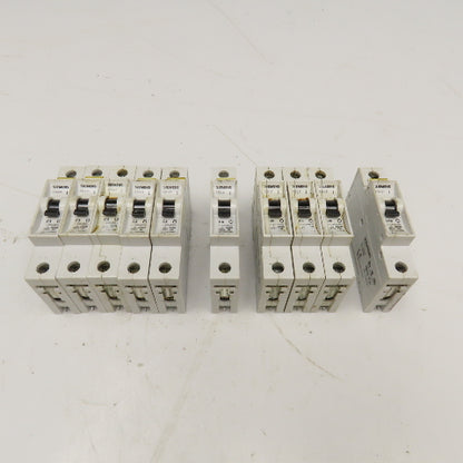 Siemens 5SX21 230/440V Single Pole Circuit Breaker C2, C6, C10 Lot Of 10