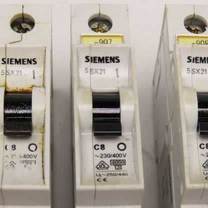 Siemens 5SX21 8A 230/400V Single Pole Circuit Breaker Lot Of 8