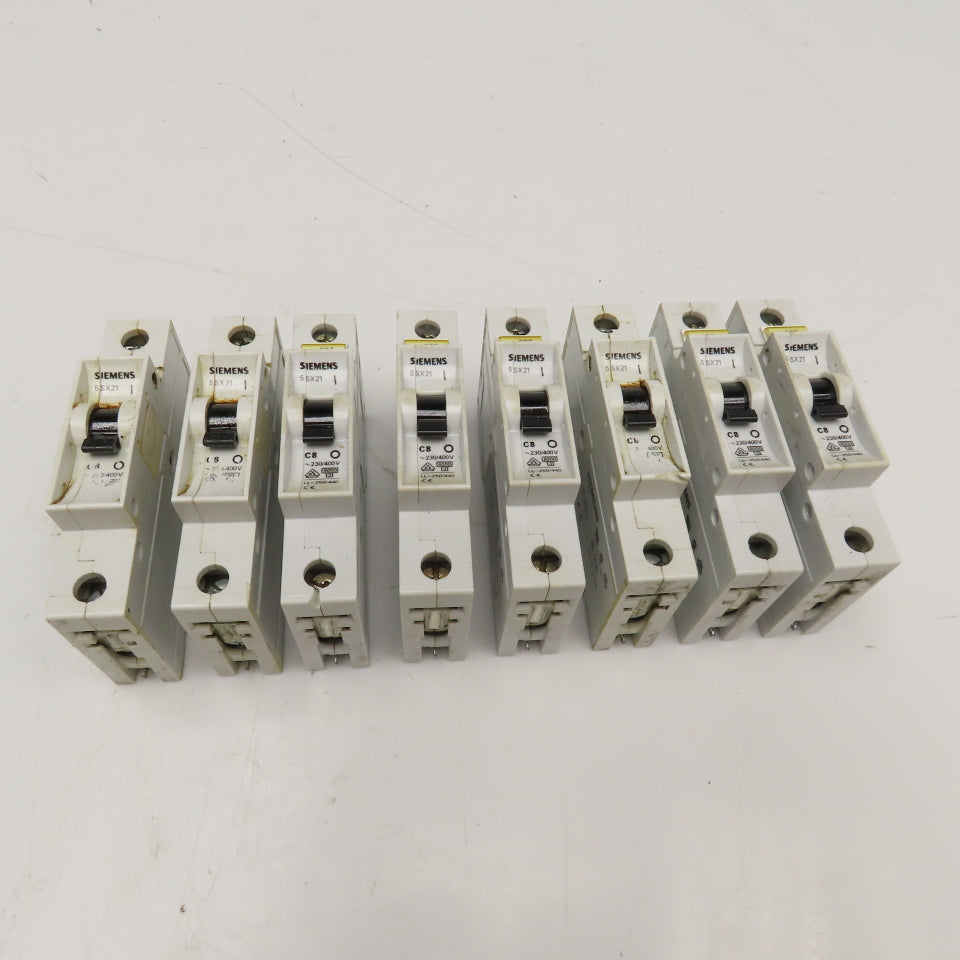 Siemens 5SX21 8A 230/400V Single Pole Circuit Breaker Lot Of 8