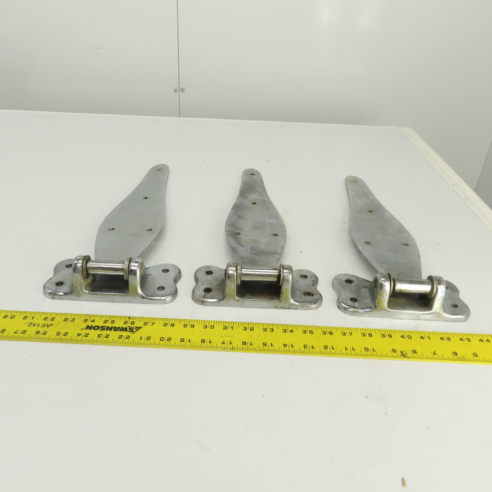 4154-3 Heavy Duty Chrome Steel Door Gate Hinges 18-1/2" OAL Lot Of 3