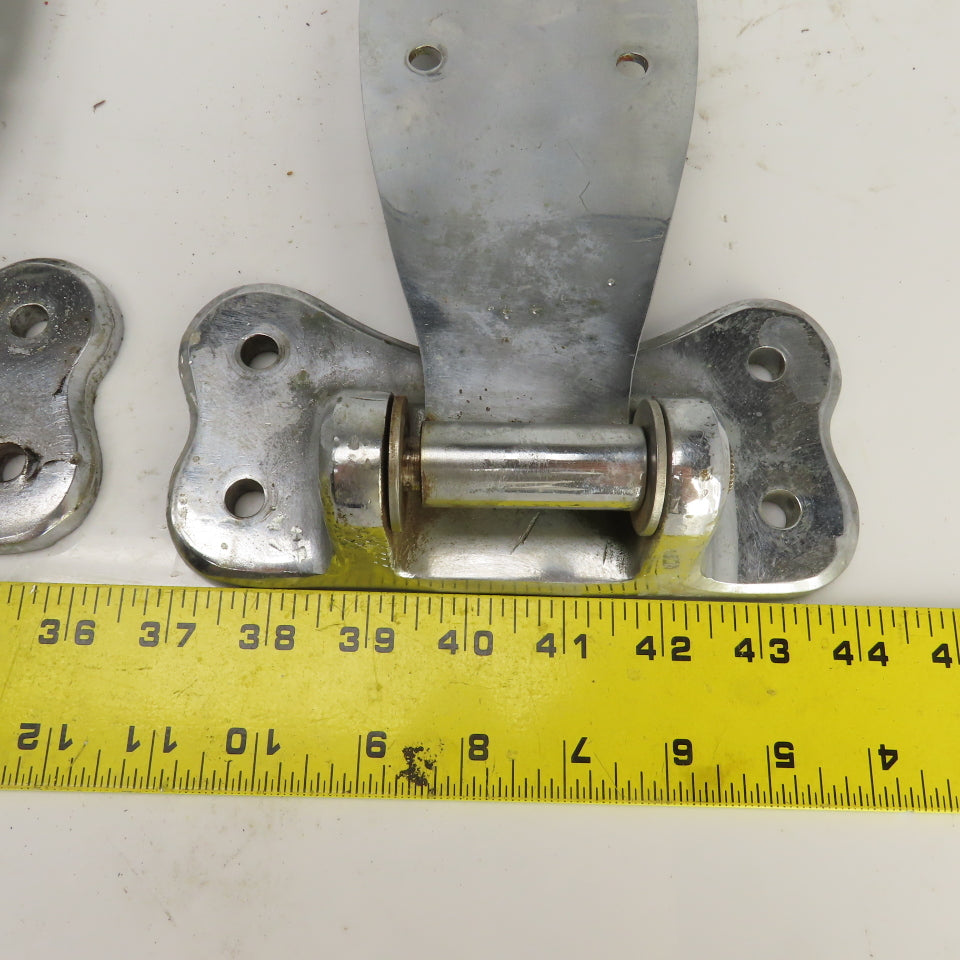 4154-3 Heavy Duty Chrome Steel Door Gate Hinges 18-1/2" OAL Lot Of 3