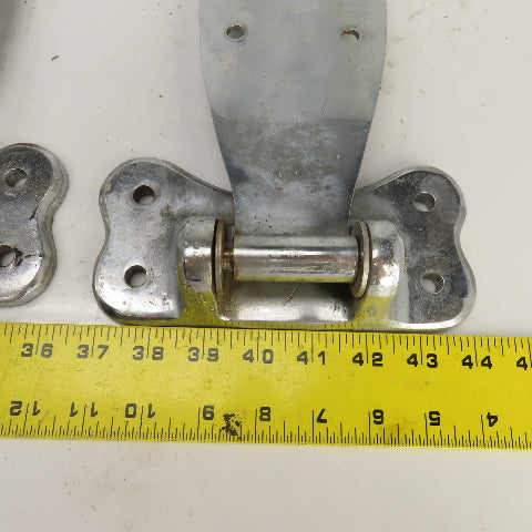 4154-3 Heavy Duty Chrome Steel Door Gate Hinges 18-1/2" OAL Lot Of 3