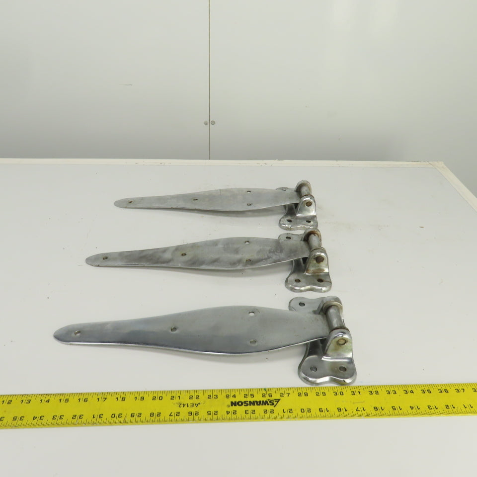 4154-3 Heavy Duty Chrome Steel Door Gate Hinges 18-1/2" OAL Lot Of 3