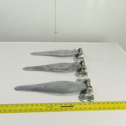 4154-3 Heavy Duty Chrome Steel Door Gate Hinges 18-1/2" OAL Lot Of 3