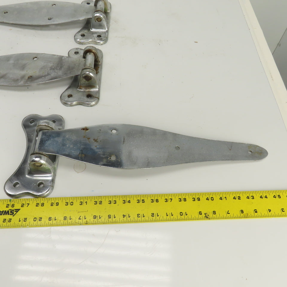 4154-3 Heavy Duty Chrome Steel Door Gate Hinges 18-1/2" OAL Lot Of 3