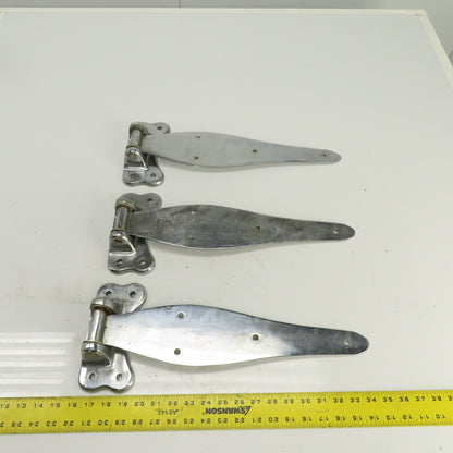 4154-3 Heavy Duty Chrome Steel Door Gate Hinges 18-1/2" OAL Lot Of 3