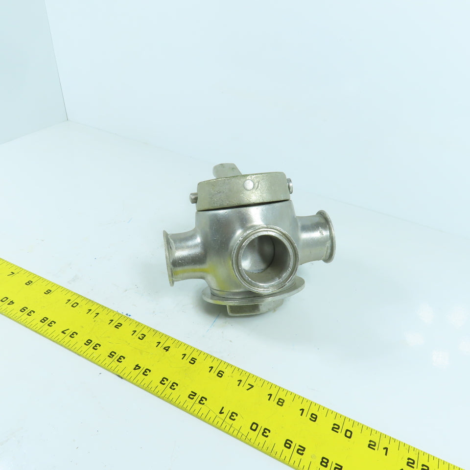 1-1/2" Sanitary Stainless Steel Milk Tank Block 3 Way Diverter Valve
