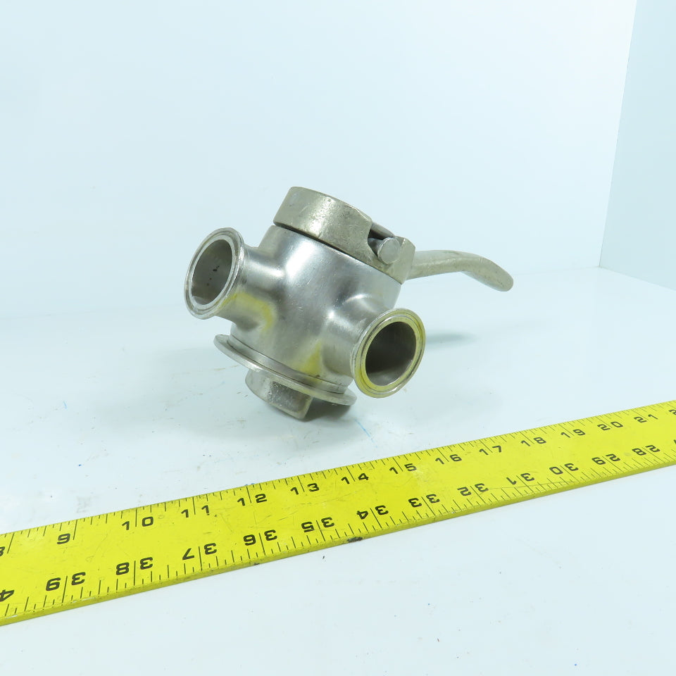 1-1/2" Sanitary Stainless Steel Milk Tank Block 3 Way Diverter Valve