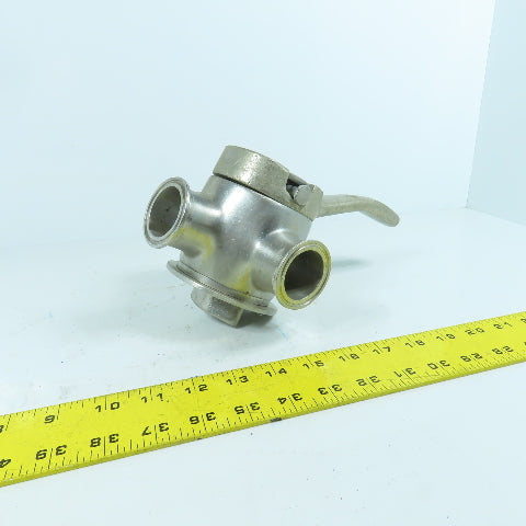 1-1/2" Sanitary Stainless Steel Milk Tank Block 3 Way Diverter Valve