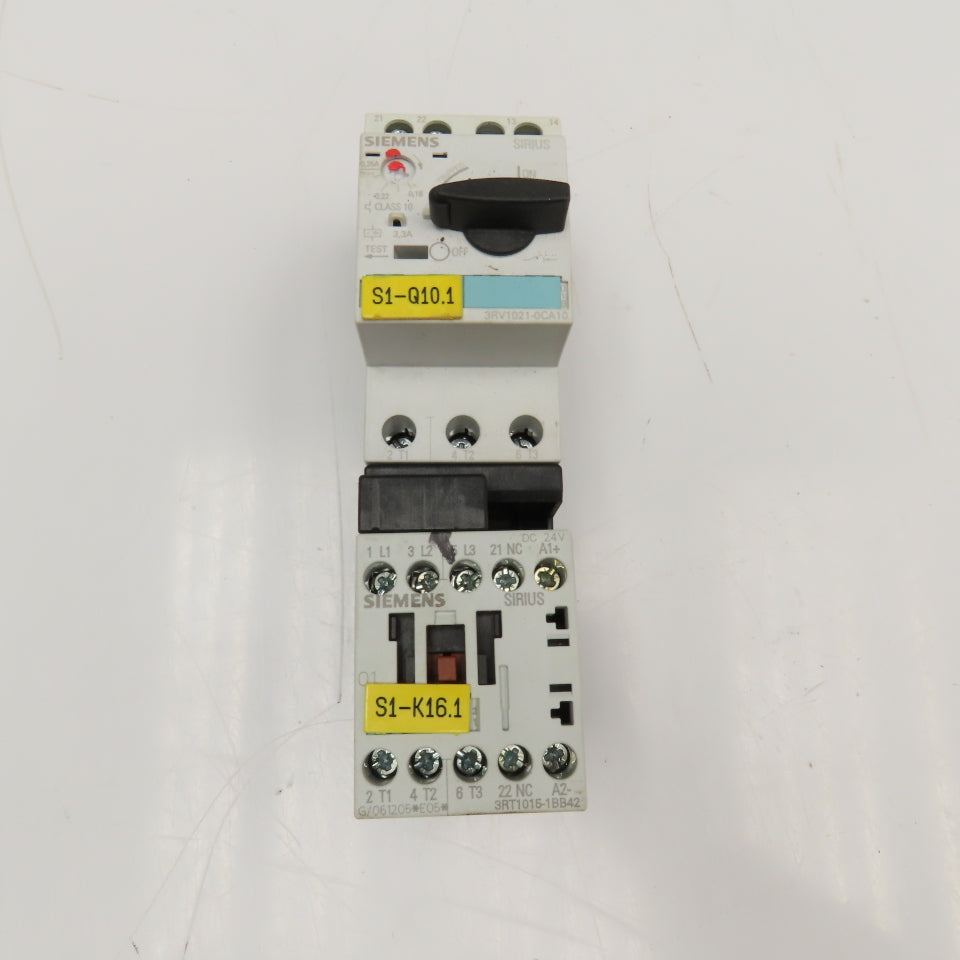 Siemens 3RT1015-1BB42 3RV1021-0CA10 600V Contactor 0.18-0.25A Trip 24VDC Coil