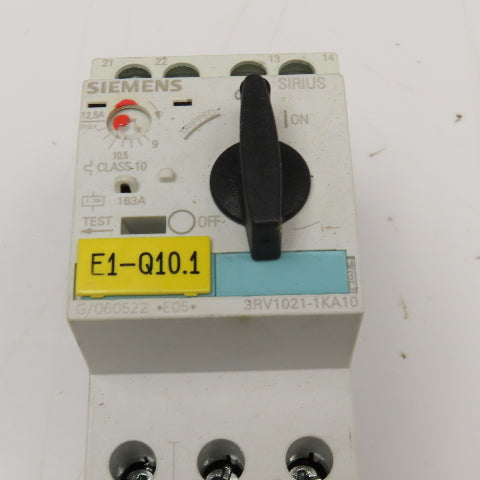 Siemens 3RT1015-1BB42 3RV1021-1KA10 600V Contactor 9-12.5A Trip 24VDC Coil