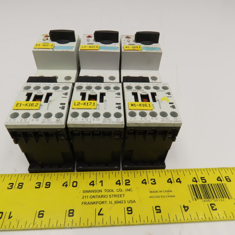Siemens 3RT1015-1BB42 600V Contactor 1.1-1.6A 0.7-1.0A 0.14-0.2A Trip Lot Of 3