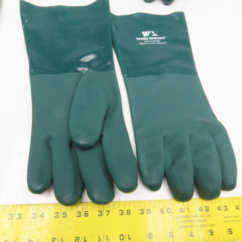 Wells Lamont Large PVC Coated Gloves 100% Cotton Shell Green Lot Of 6 Pairs
