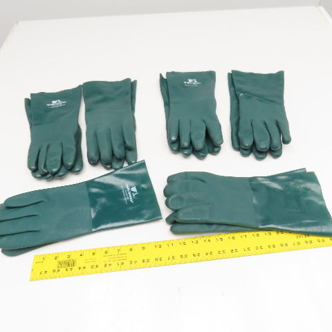 Wells Lamont Large PVC Coated Gloves 100% Cotton Shell Green Lot Of 6 Pairs