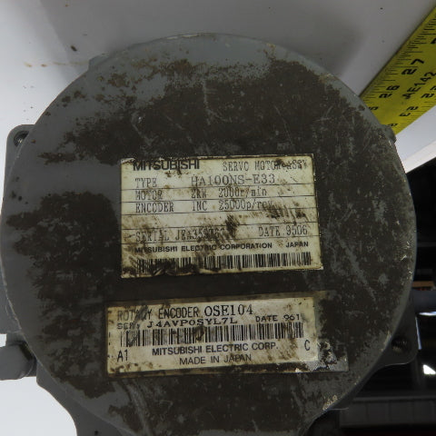 Mitsubishi HA100NC-S AC Servo Motor 35mm Shaft 2.0KW 2000RPM W/Encoder