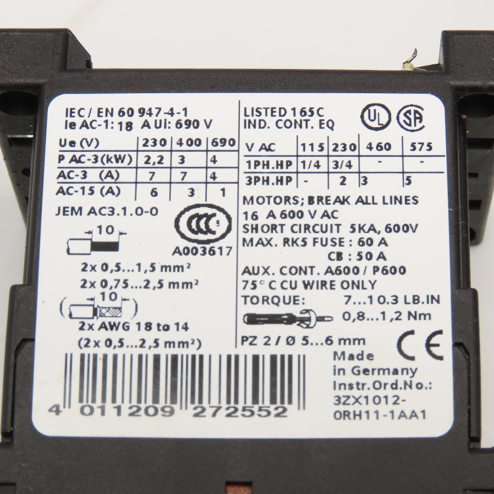 Siemens 3RH1015-1BB42 600V 16A Contactor 24VDC Coil Lot Of 5