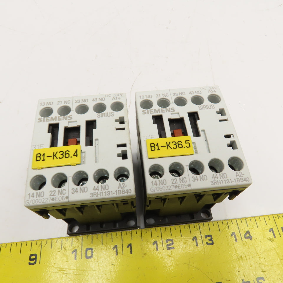 Siemens 3RH1131-1BB40 600V 10A Contactor 24VDC Coil Lot Of 2