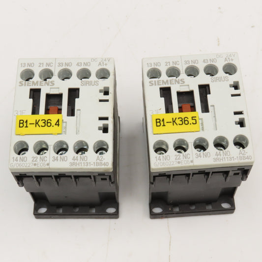 Siemens 3RH1131-1BB40 600V 10A Contactor 24VDC Coil Lot Of 2
