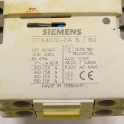Siemens 3TF3200-0B 600V 30A 10Hp Contactor 24VDC Coil