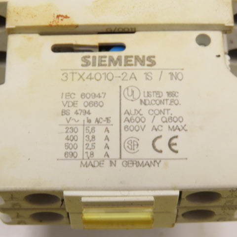 Siemens 3TF3200-0B 600V 30A 10Hp Contactor 24VDC Coil