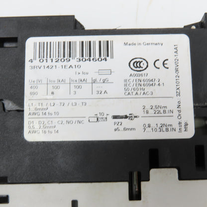 Siemens 3RV1021 600V Misc. Manual Motor Controller Lot Of 6 See Info