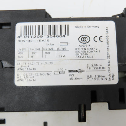 Siemens 3RV1021 600V Misc. Manual Motor Controller Lot Of 6 See Info