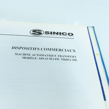 Sinico Sin-O-Matic TR60/2-350 Automatic Transfer Machine Operator Manual French