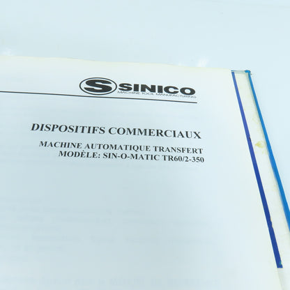 Sinico Sin-O-Matic TR60/2-350 Automatic Transfer Machine Operator Manual French