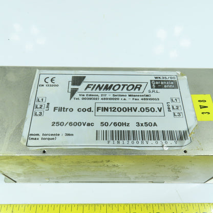 Finmotor FIN1200HV.050.V WK35/00 EMI/RFI Filter 250/600VAC 3x50A