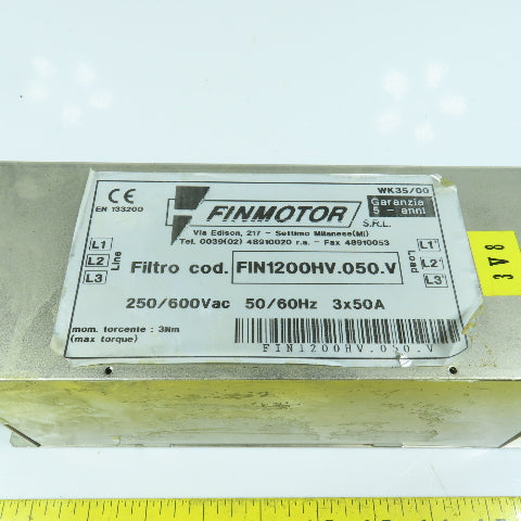 Finmotor FIN1200HV.050.V WK35/00 EMI/RFI Filter 250/600VAC 3x50A