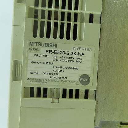 Mitsubishi FR-E520-2.2K-NA 11A Frequency Inverter 200-240V 3PH Input 0.2-400HZ